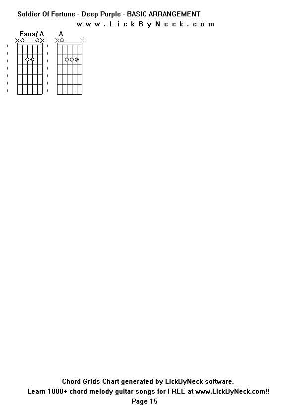 Chord Grids Chart of chord melody fingerstyle guitar song-Soldier Of Fortune - Deep Purple - BASIC ARRANGEMENT,generated by LickByNeck software.